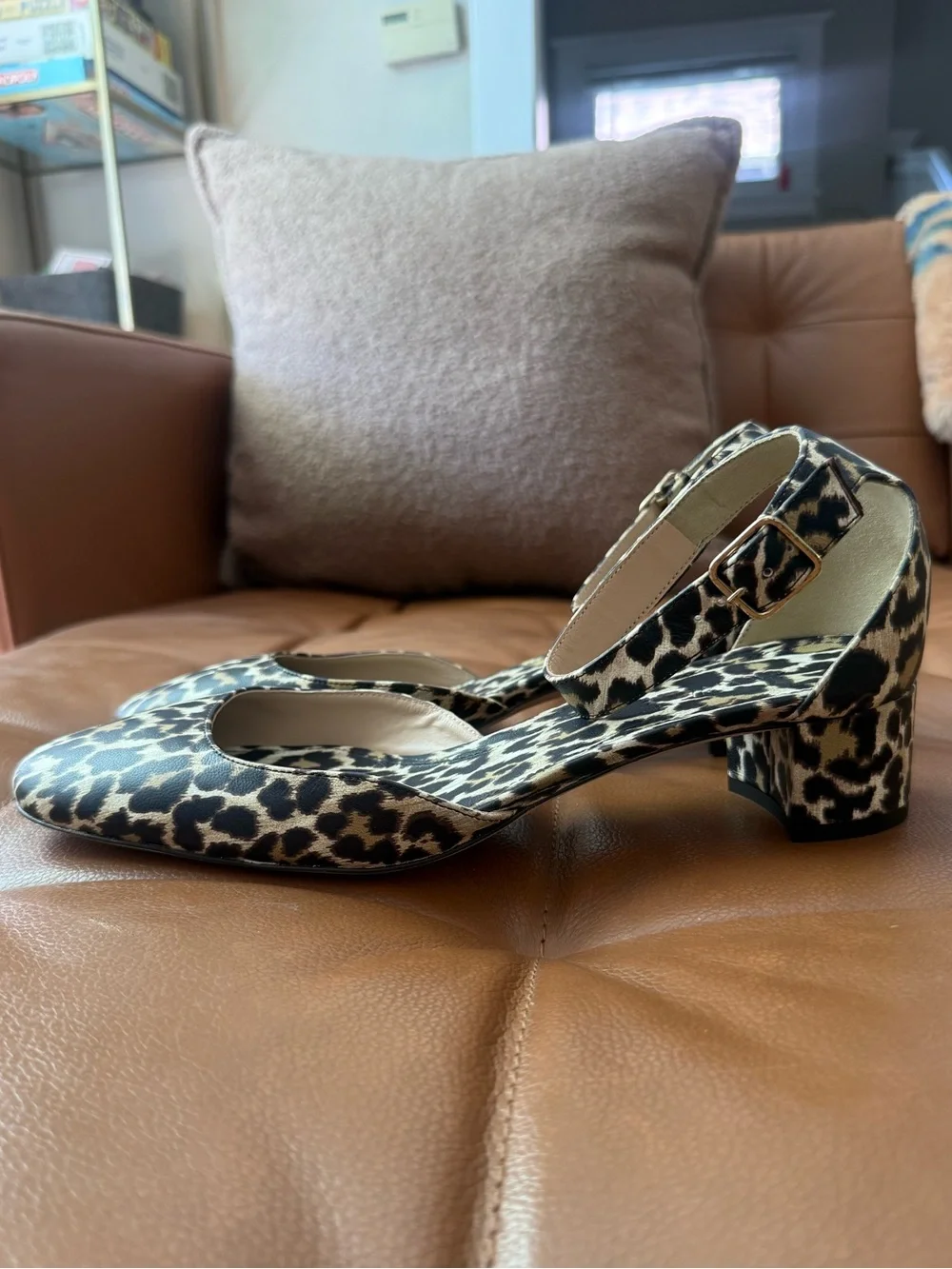 J. Crew Leopard Print Ankle-Strap Heels - Black and Tan Women’s 10